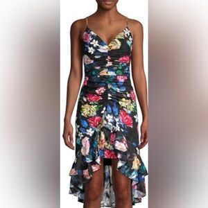 Aidan by Aidan Maddox Floral Ruffle Midi Cocktail Dress